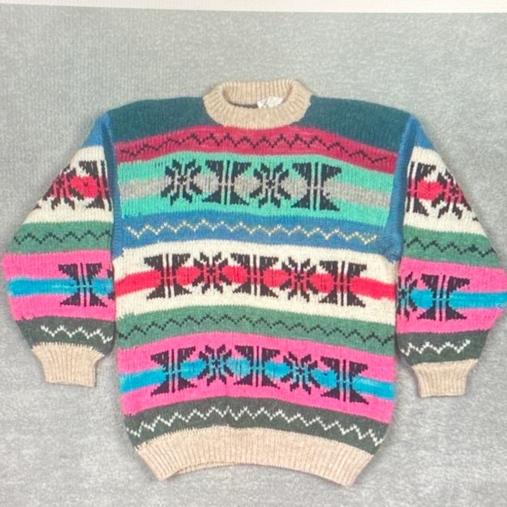Colorful Patterned Crewneck Sweater for Men